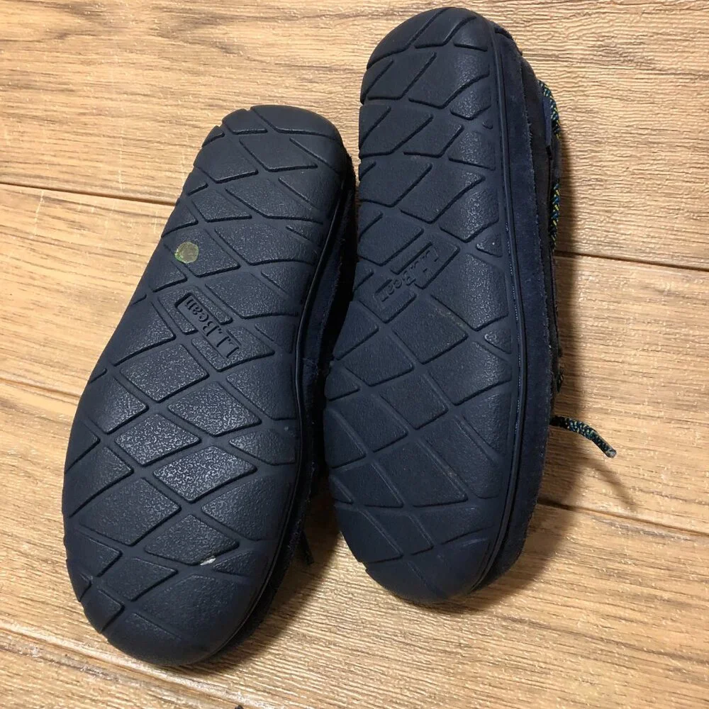 LL Bean boy blue suede leather slippers with sheepskin insoles, Assumed size 5